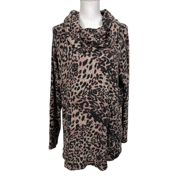 Soft Surroundings Large Felina Animal Print Tunic Sweater Cowl New - Picture 1 of 9